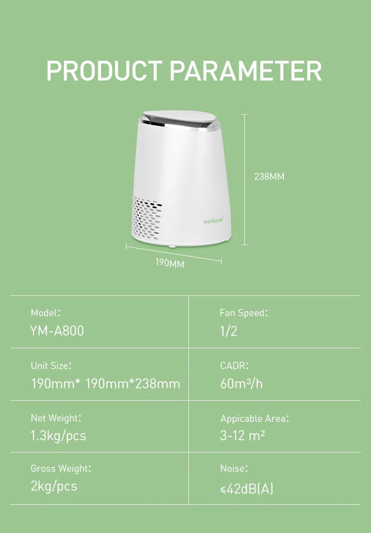 Countertop Air Purifier With H13 HEPA Filter, Filters 99.97% smoke, pollen, allergens, bacteria, molds and viruses 08