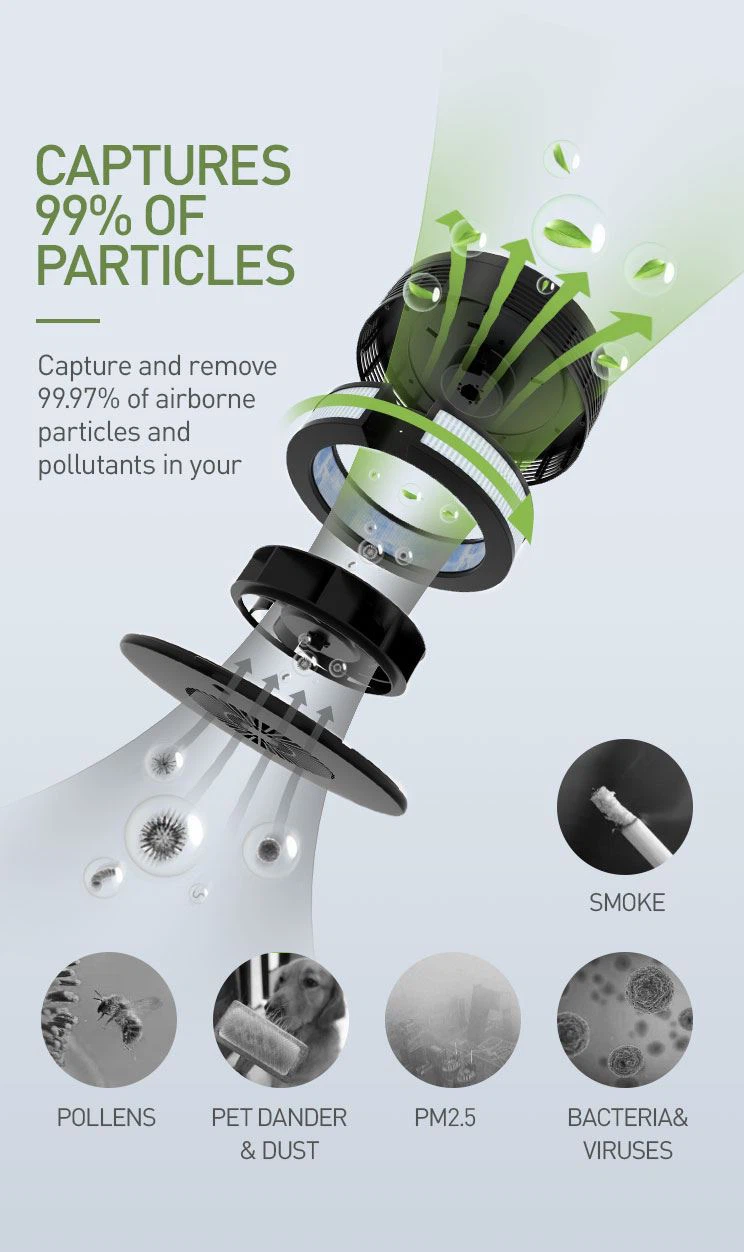 Personal Air Purifier With H13 HEPA Filter, Filters 99.97% Allergens, Pollen, Dust, Humidifier Function Effective Change Dry Air 03