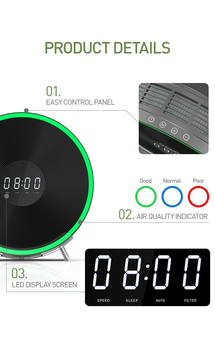 Personal Air Purifier With H13 HEPA Filter, Filters 99.97% Allergens, Pollen, Dust, Humidifier Function Effective Change Dry Air 08